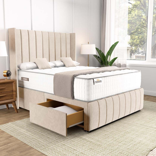 Luxury Panel Wingback Divan Bed with One Draws